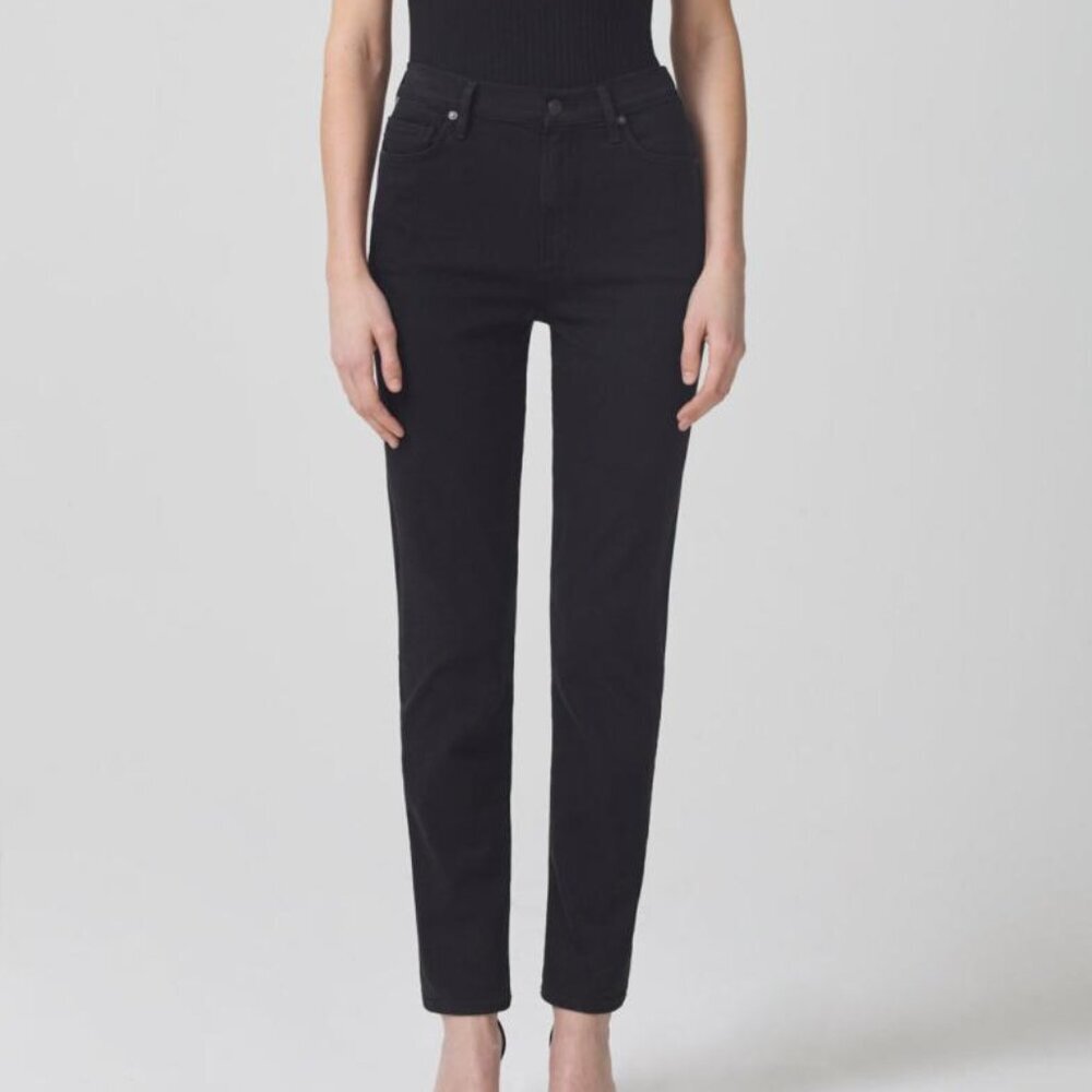 Citizens of Humanity Olivia High Rise Slim Jeans, Sueded Black, 31